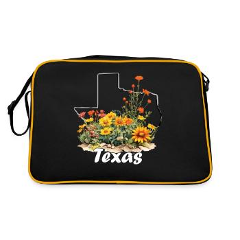 Texas flag with floral spring Texas - Retro Bag - black/gold - Back