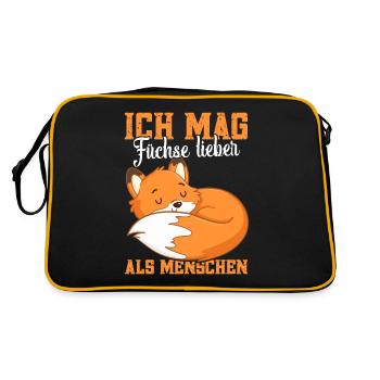 Fuchs Spruch Fuchs Outfit Fuchsliebhaber Fuchs - Retro Tasche - Schwarz/Gold - Hinten