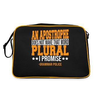 Ein Apostroph macht das Wort nicht zum Plural. - Retro Tasche - Schwarz/Gold - Hinten