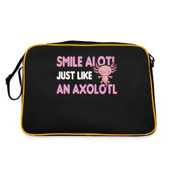 Axolotl Niedliches Wassertier Krafttier - Retro Tasche - Schwarz/Gold - Hinten
