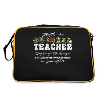 Teacher Funny Flower Classroom Jungle - Retro Bag - black/gold - Back
