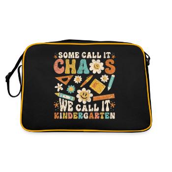 Manche nennen es Chaos, wir nennen es Kindergärtnerin - Retro Tasche - Schwarz/Gold - Hinten
