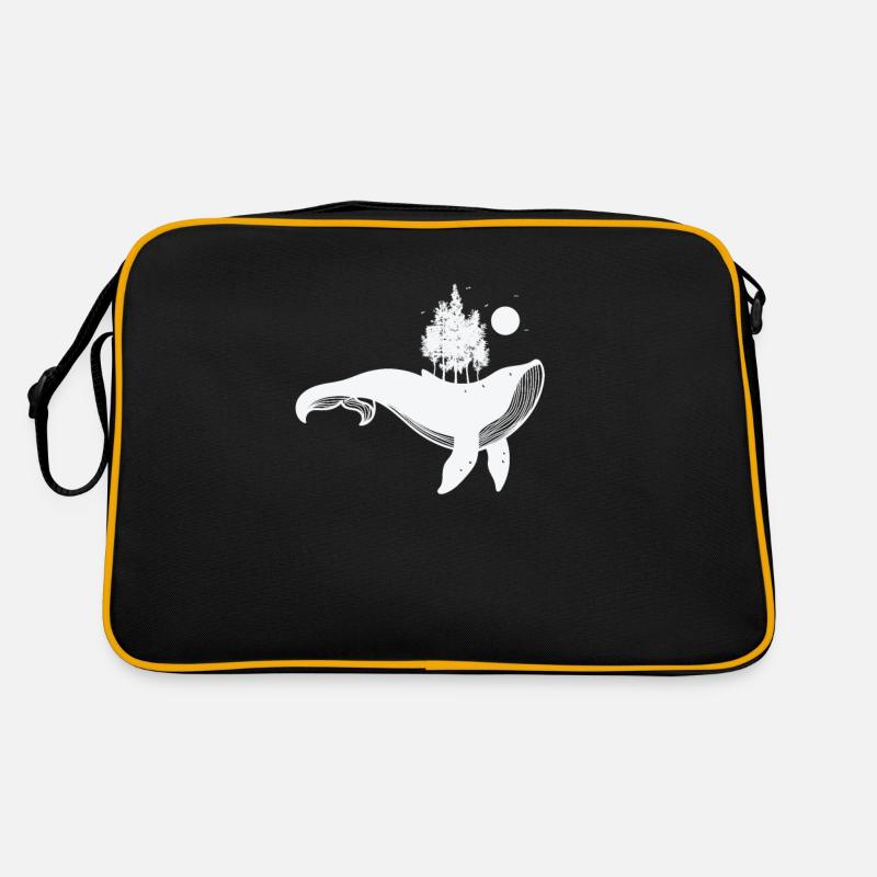 Rorqual bleu avec des arbres et un clair de lune Sac Retro