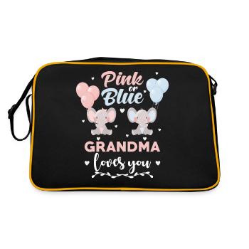 Rosa oder blauer Oma Elefant - Retro Tasche - Schwarz/Gold - Hinten
