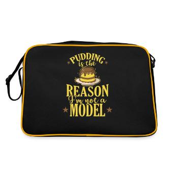 Pudding Dessert Süßspeise - Retro Tasche - Schwarz/Gold - Hinten