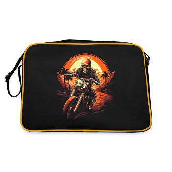 Squelette Sur Moto Feu Rouge Coucher De Soleil - Sac Retro - noir/or - Dos