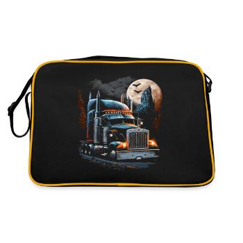 Camion menaçant devant la pleine lune et les chauves-souris - Sac Retro - noir/or - Dos
