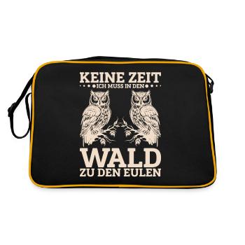 Eulenkostüm Eule Eule Motiv Eulenliebhaber - Retro Tasche - Schwarz/Gold - Hinten