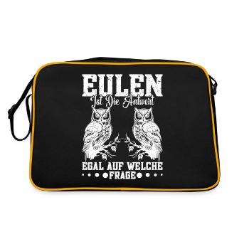 Eulenliebhaber Eulenfan Eule Eulenkostüm Eulen - Retro Tasche - Schwarz/Gold - Hinten