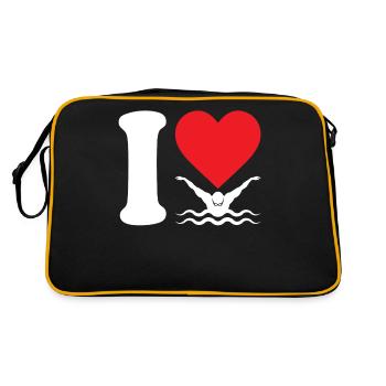 Ich liebe schwimmende Schwimmer Geschenk - Retro Tasche - Schwarz/Gold - Hinten