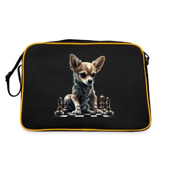 Chihuahua | Échecs | Joueur d'échecs | Plateau | - Sac Retro - noir/or - Dos