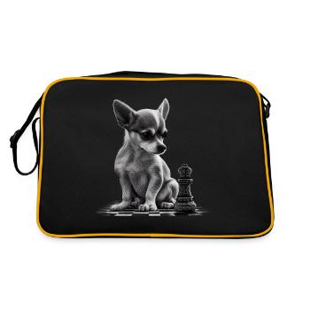 Chihuahua | Échecs | Joueur d'échecs | Plateau | - Sac Retro - noir/or - Dos