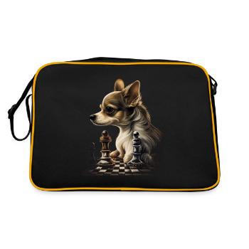 Chihuahua | Échecs | Joueur d'échecs | Plateau | - Sac Retro - noir/or - Dos