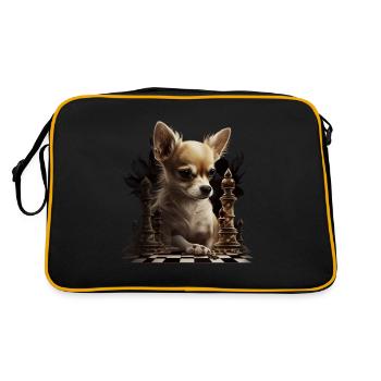 Chihuahua | Échecs | Joueur d'échecs | Plateau | - Sac Retro - noir/or - Dos