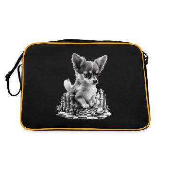 Chihuahua | Échecs | Joueur d'échecs | Plateau | - Sac Retro - noir/or - Dos