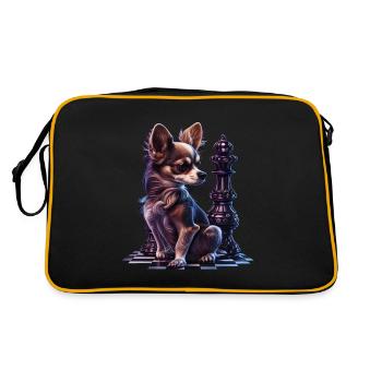 Chihuahua | Échecs | Joueur d'échecs | Plateau | - Sac Retro - noir/or - Dos