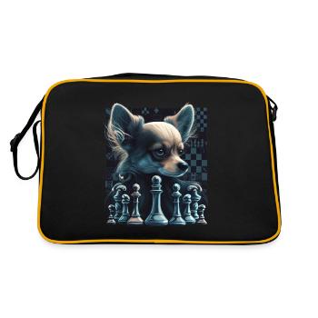 Chihuahua | Échecs | Joueur d'échecs | Plateau | - Sac Retro - noir/or - Dos