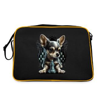 Chihuahua | Échecs | Joueur d'échecs | Plateau | - Sac Retro - noir/or - Dos