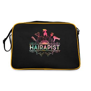 Hairstylist Hairapist Hairdresser Haircut Stylist - Retro Tasche - Schwarz/Gold - Hinten