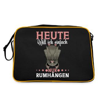 Fledermaus Fledermausfan Fledermausliebhaber - Retro Tasche - Schwarz/Gold - Hinten