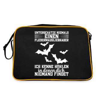 Fledermauskostüm Fledermaus Motiv Fledermausfan - Retro Tasche - Schwarz/Gold - Hinten