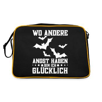 Fledermaus Fledermauszüchter Fledermausliebhaber - Retro Tasche - Schwarz/Gold - Hinten