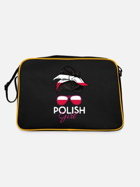 Polnisches Mädchen - Retro Tasche - Schwarz/Gold - Hinten