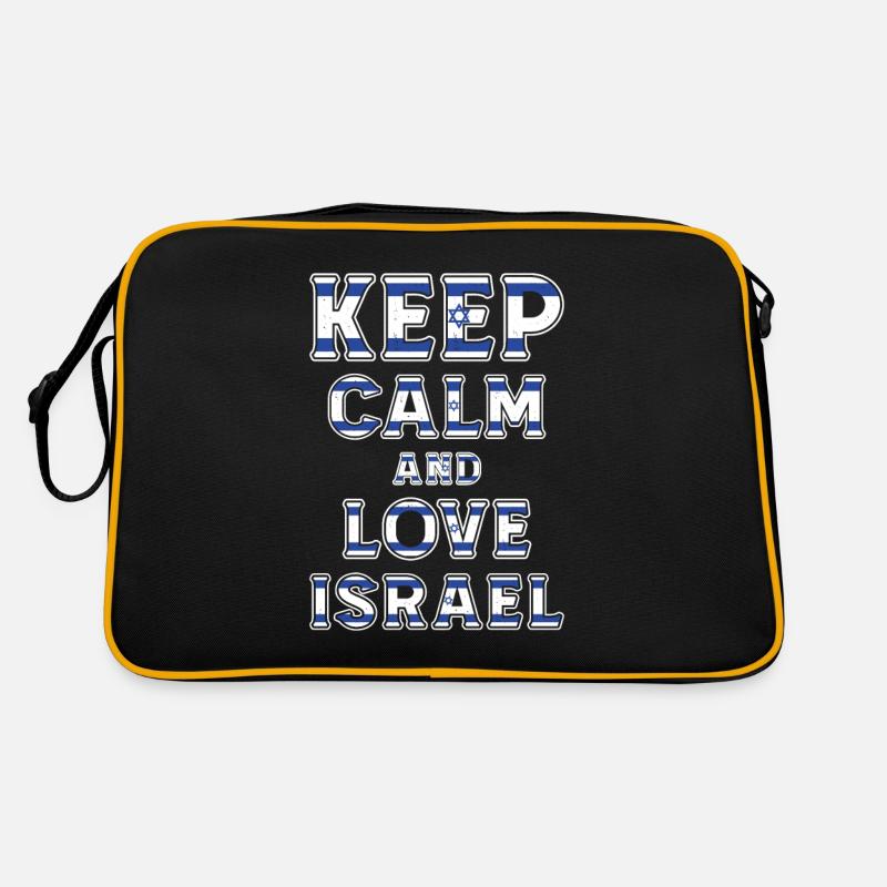 Keep Calm Israel - Retro Tasche - Schwarz/Gold