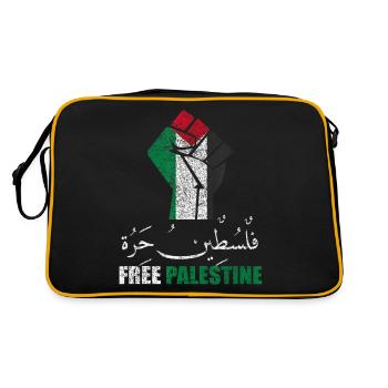 Free Palestine Faust - Retro Tasche - Schwarz/Gold - Hinten