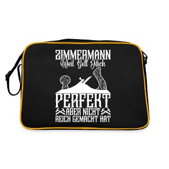 Zimmermann Beruf Zimmereimeister Werkzeug Zimmerer - Retro Tasche - Schwarz/Gold - Hinten