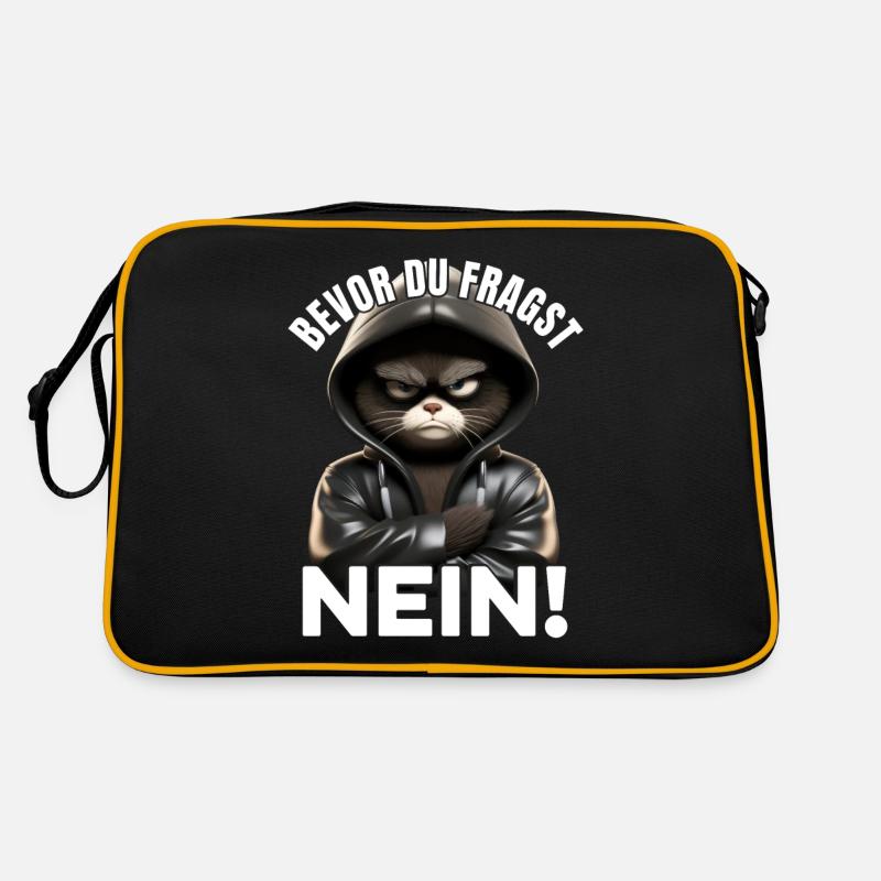 Lustige Mürrische Katze Mit Spruch Geschenk - Retro Tasche - Schwarz/Gold
