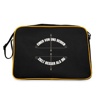 Bogenschütze Geschenk zum Bogenschießen mit Pfeil - Retro Tasche - Schwarz/Gold - Hinten