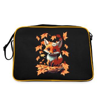 Süßer niedlicher Fuchs im Herbst Geschenk - Retro Tasche - Schwarz/Gold - Hinten