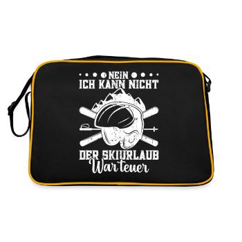 Skiurlaub Skifahrer Wintersportler Skipiste - Retro Tasche - Schwarz/Gold - Hinten
