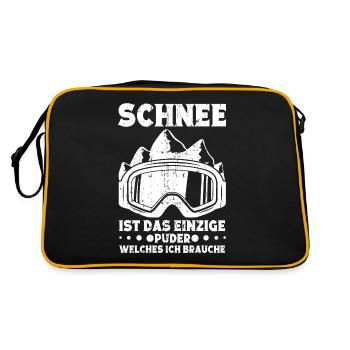 Skifahren Wintersportler Skibrille Skifahrer - Retro Tasche - Schwarz/Gold - Hinten