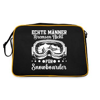 Berge Skifahrer Skipiste Wintersportler Skifahren - Retro Tasche - Schwarz/Gold - Hinten