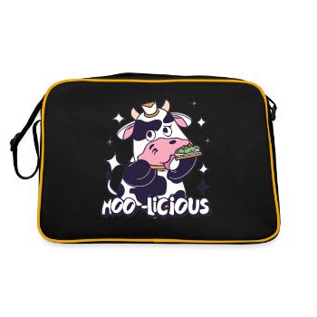 Kuh Kühe Moo-Licious Landwirt Kuhkopf - Retro Tasche - Schwarz/Gold - Hinten
