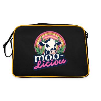 Kuh Kühe Moo-Licious Landwirt Kuhkopf - Retro Tasche - Schwarz/Gold - Hinten
