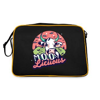 Kuh Kühe Moo-Licious Landwirt Kuhkopf - Retro Tasche - Schwarz/Gold - Hinten