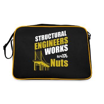 Construction carpenter structural engineer working with nuts - Retro Bag - black/gold - Back