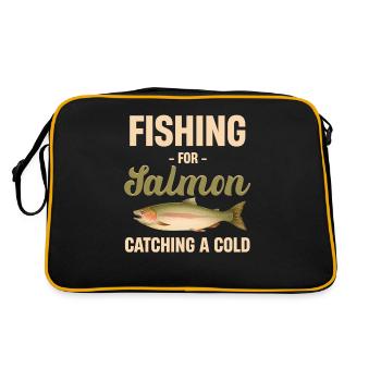 Fishing for Salmon Catch a Cold Funny - Retro Bag - black/gold - Back