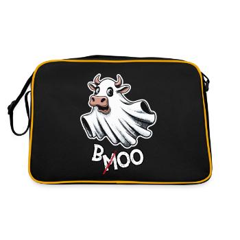 Spook-a-Moo: Die süßeste Kuh von Halloween - Retro Tasche - Schwarz/Gold - Hinten