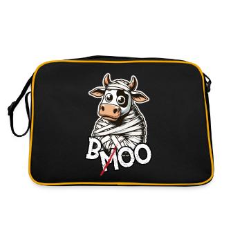 Spook-a-Moo: Die süßeste Kuh von Halloween - Retro Tasche - Schwarz/Gold - Hinten