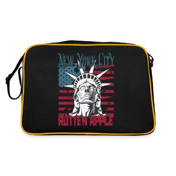 Steampunk NY City gâté Apple USA drapeau des États-Unis - Sac Retro - noir/or - Dos