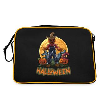 Happy Halloween Vollmond Kürbis Liebhaber - Retro Tasche - Schwarz/Gold - Hinten