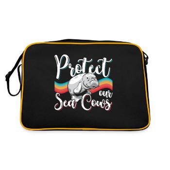 Dugong Protégez nos vaches de mer Animaux marins Lamantin - Sac Retro - noir/or - Dos