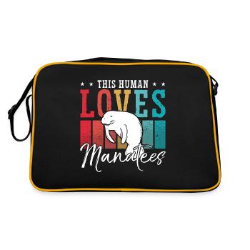 Dugong Cet Humain Aime Les Lamantins Animal Marin - Sac Retro - noir/or - Dos