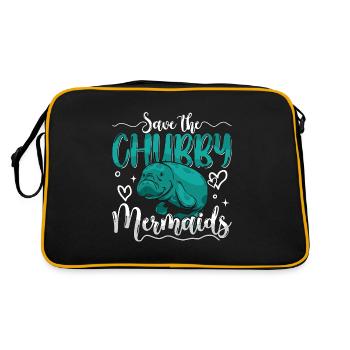 Dugong Save The Chubby Mermaids Marine Mammals - Retro Tasche - Schwarz/Gold - Hinten