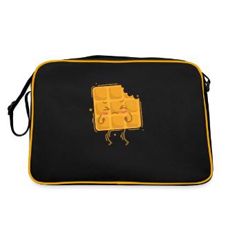angegessene Waffel Teig Gebäck Snack - Retro Tasche - Schwarz/Gold - Hinten