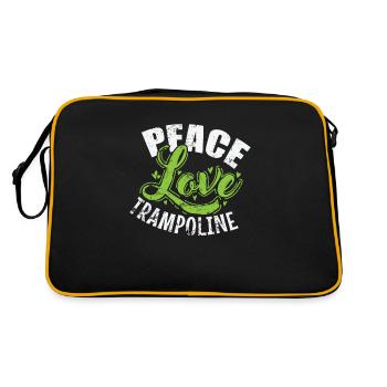 Peace Love Trampoline springen Hobby - Retro Tasche - Schwarz/Gold - Hinten
